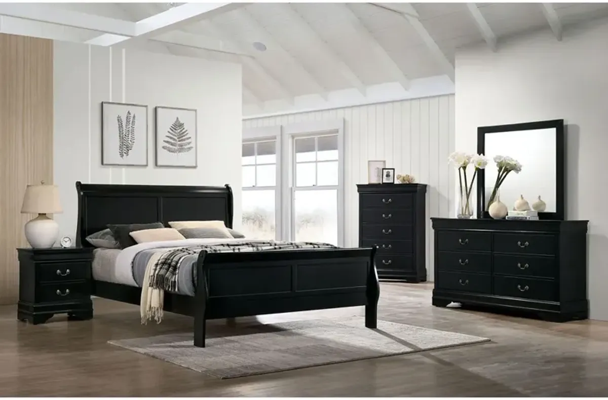 Queen Size Bed Louis Philippe Solid Wood 1 Piece Bed Bedroom Sleigh Bed