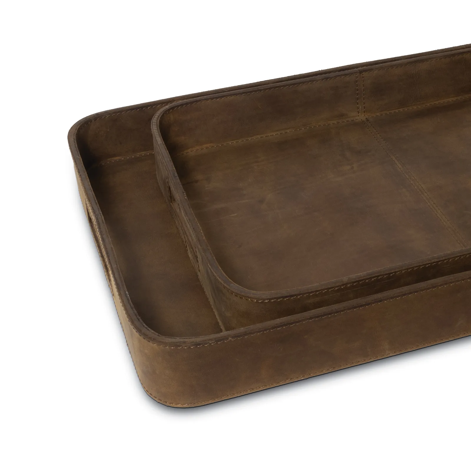 Derby Rectangle Leather Tray Set