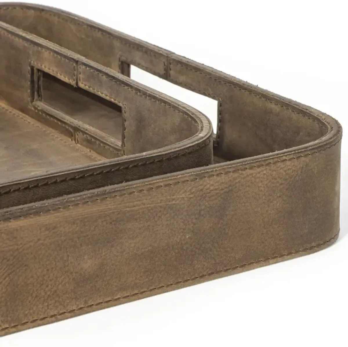 Derby Rectangle Leather Tray Set