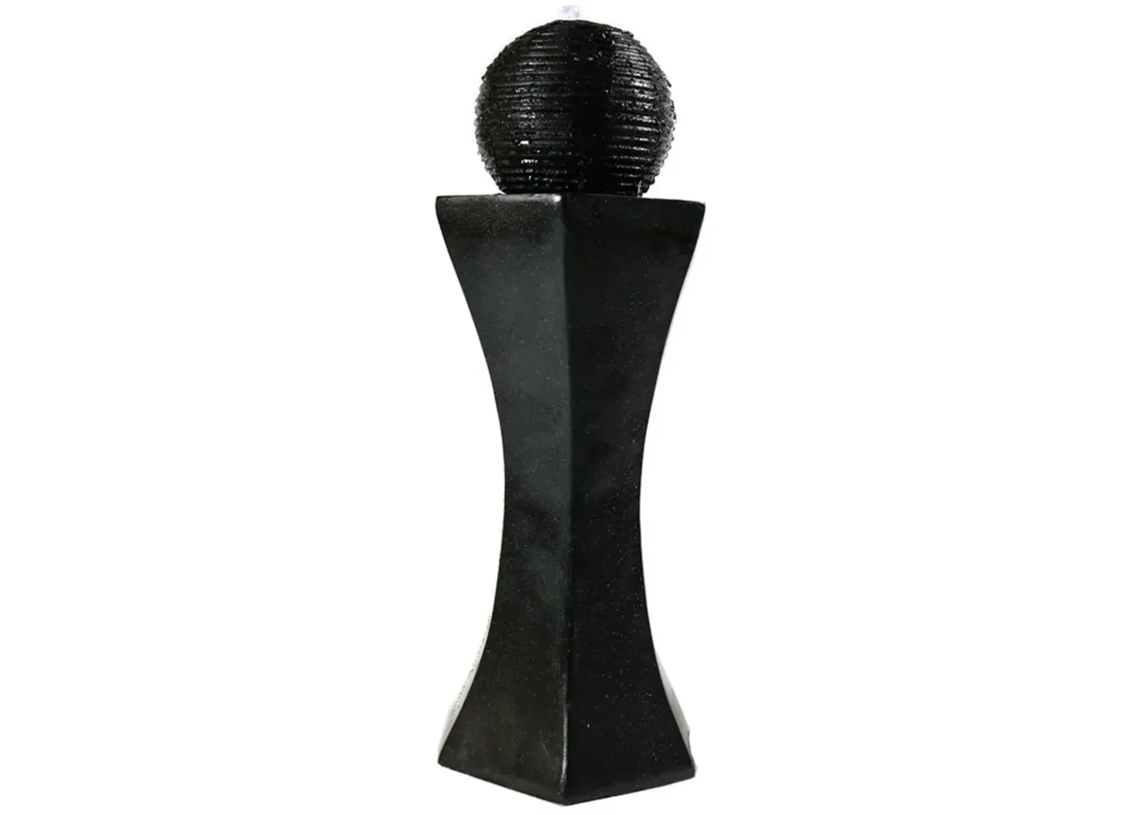 Sunnydaze Black Pedestal/Ball Solar Fountain with Battery/LED Light - 31 in