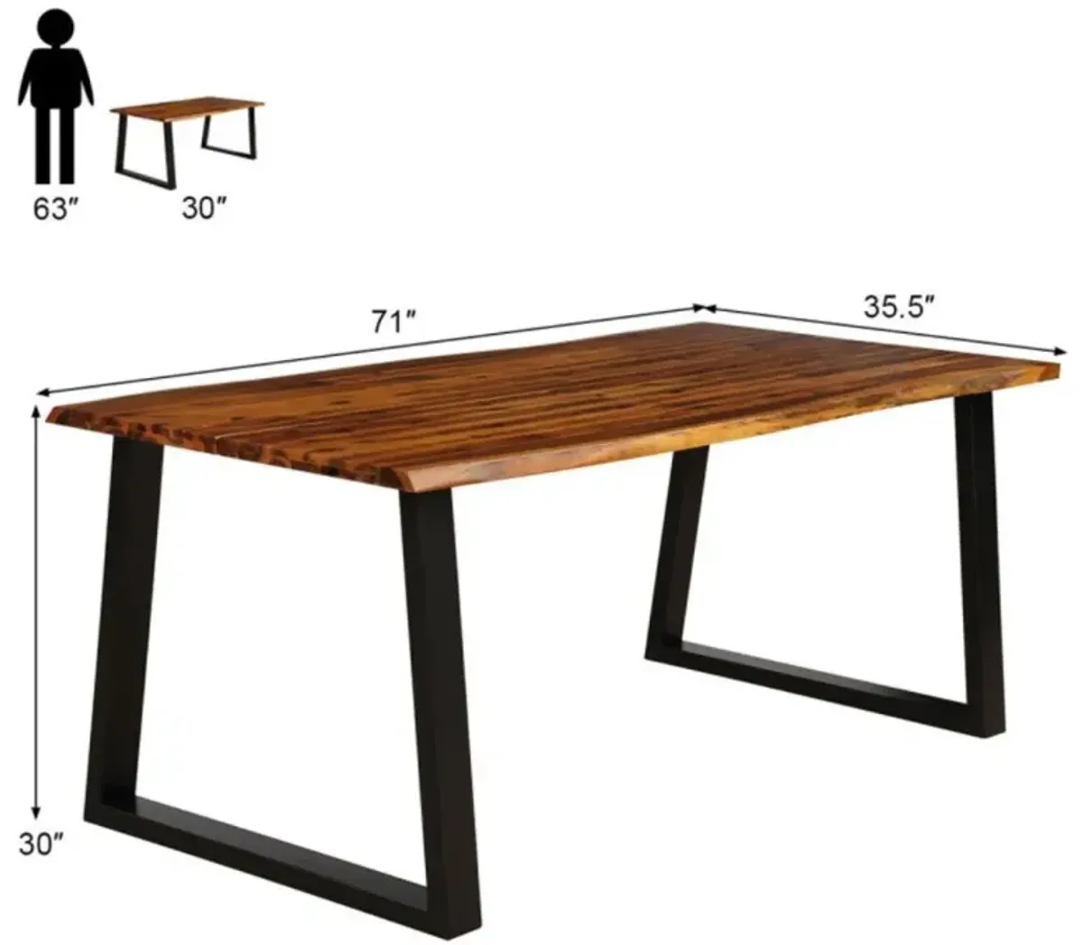 Hivvago Rectangular Acacia Wood Dining Table