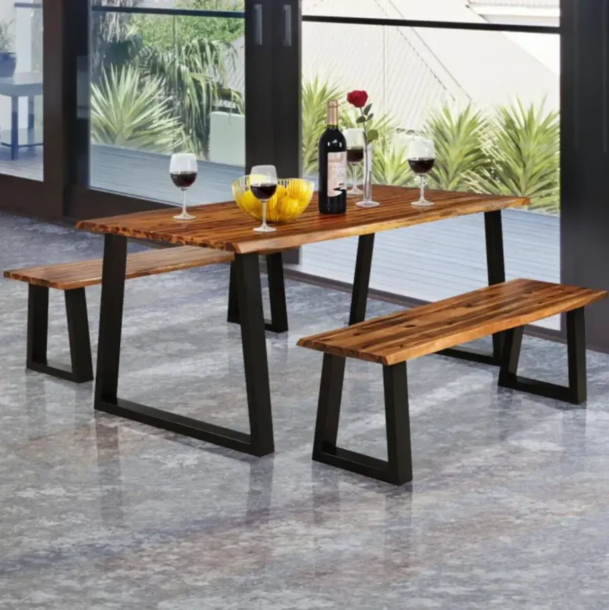 Hivvago Rectangular Acacia Wood Dining Table