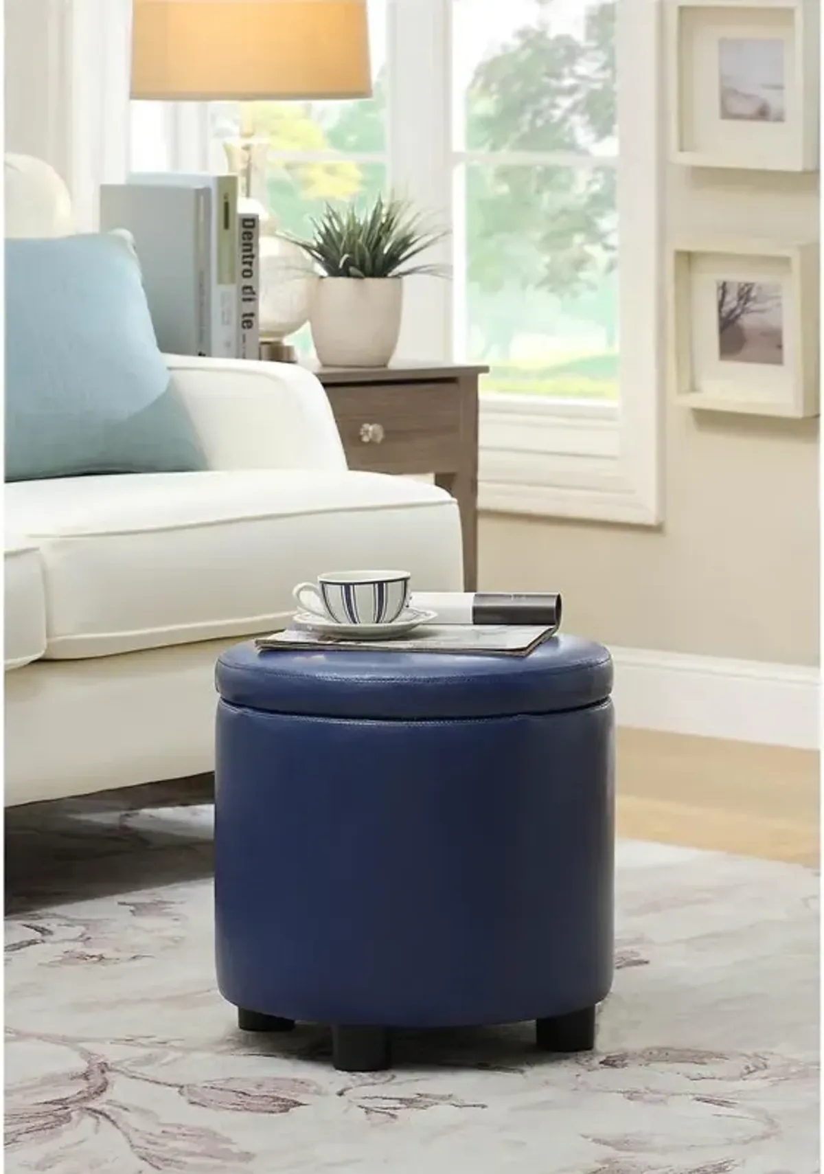 Convience Concept, Inc. Designs 4 Comfort Round Accent Storage Ottoman with Reversible Tray Lid