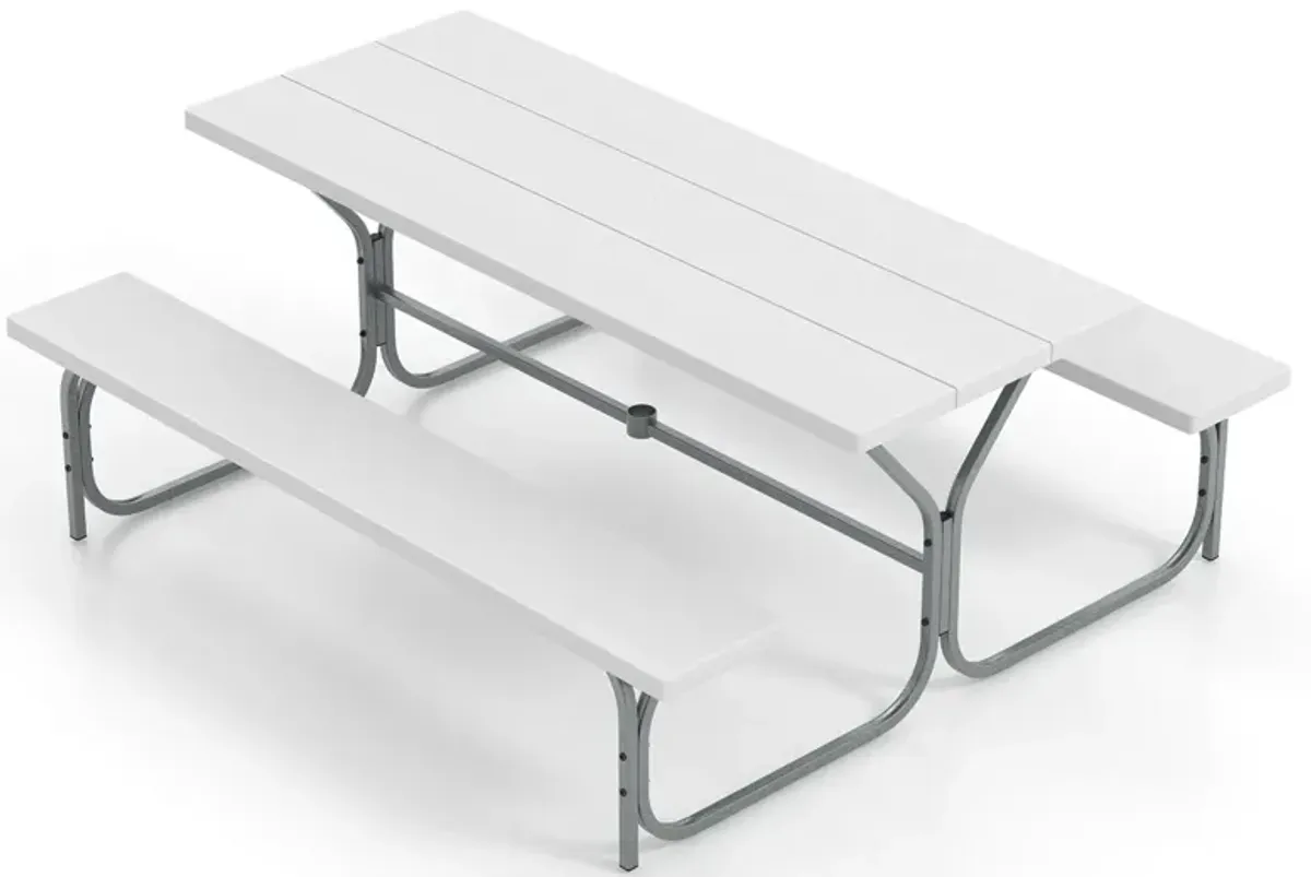 6 Feet Picnic Table Bench Set with HDPE Tabletop for 8 Person