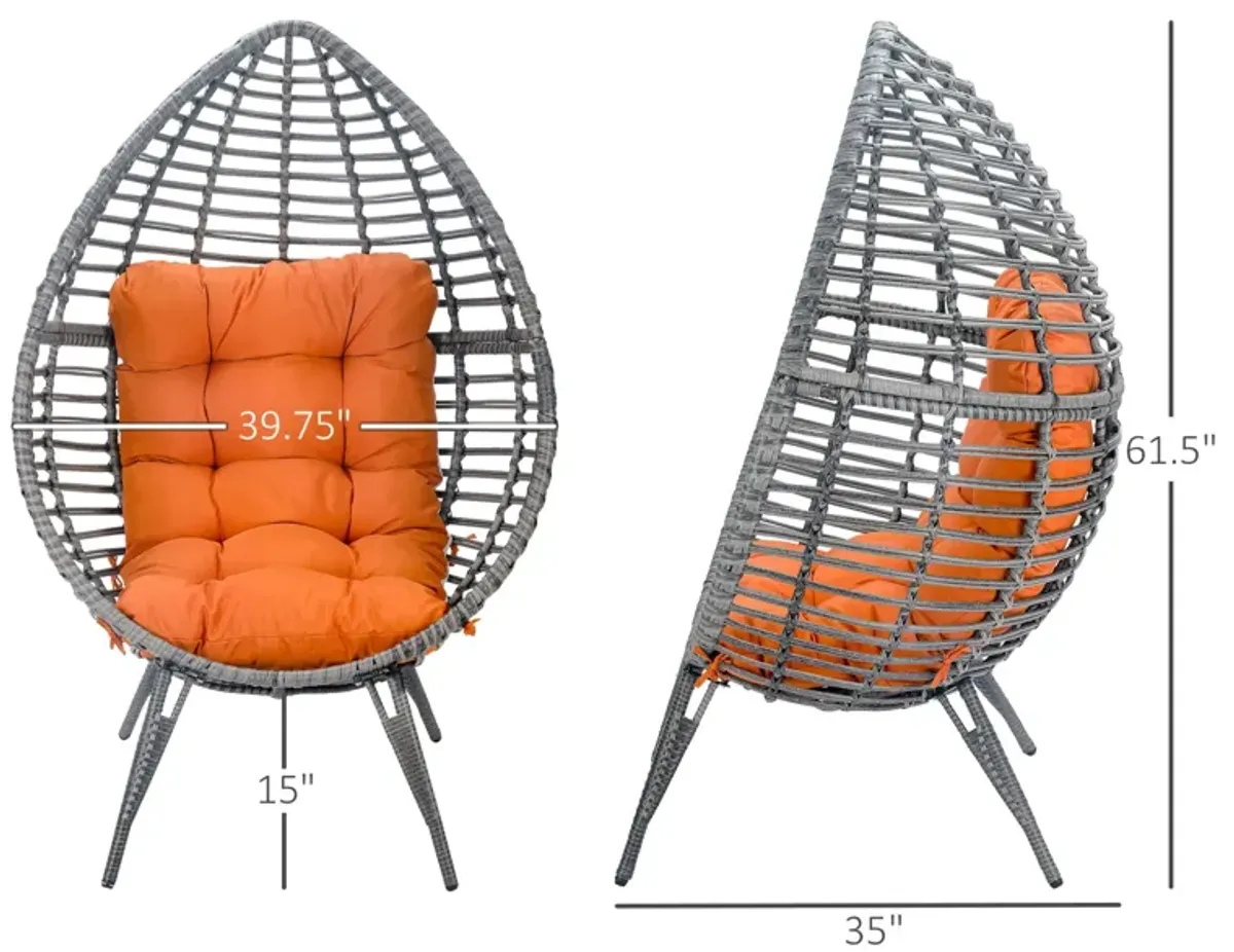 Orange Backyard Cocoon: Teardrop Wicker Lounge Chair with Cushion