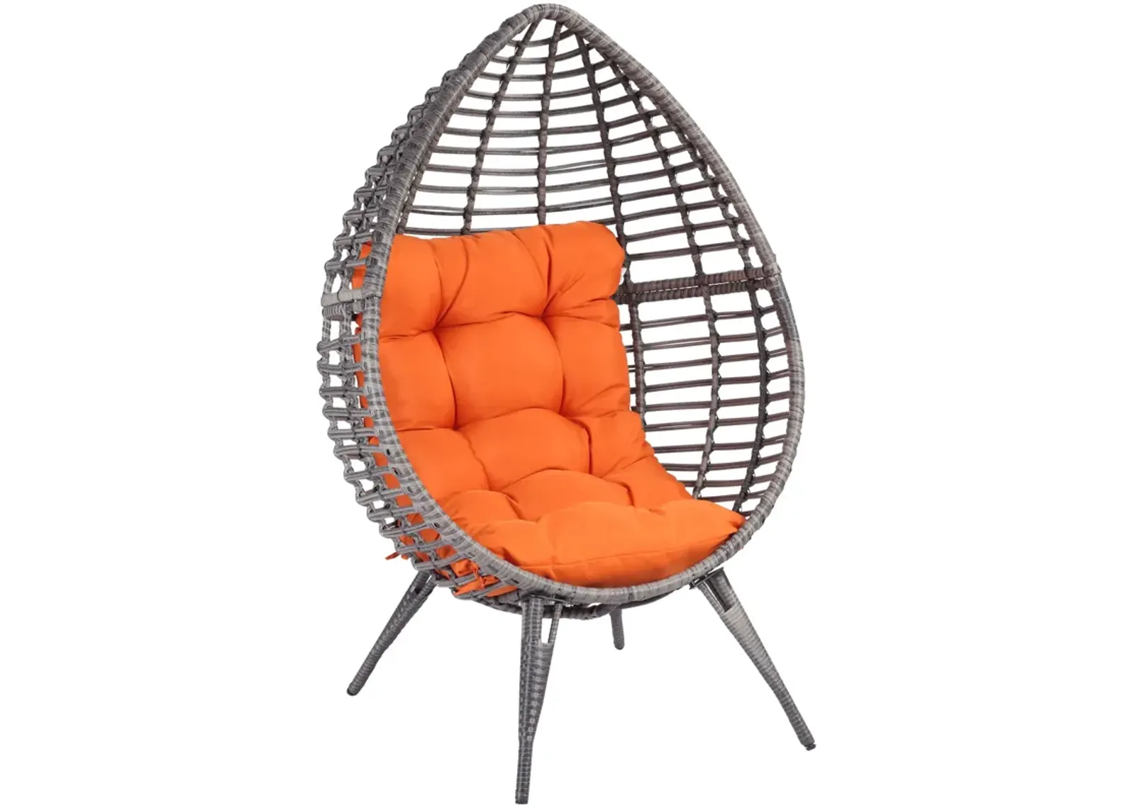 Orange Backyard Cocoon: Teardrop Wicker Lounge Chair with Cushion