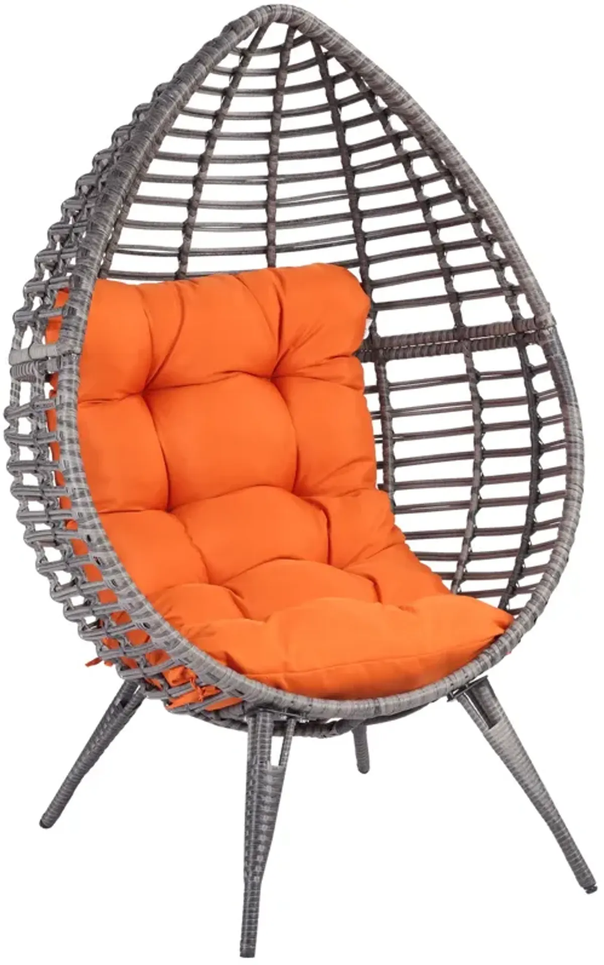 Orange Backyard Cocoon: Teardrop Wicker Lounge Chair with Cushion