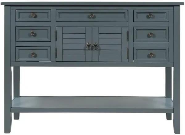 44.5" Modern Console Table Sofa Table for Living Room with 7 Drawers, 1 Cabinet and 1 Shelf