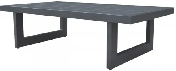 51 Inch Metal Coffee Table with Plank Style Top, Black-Benzara