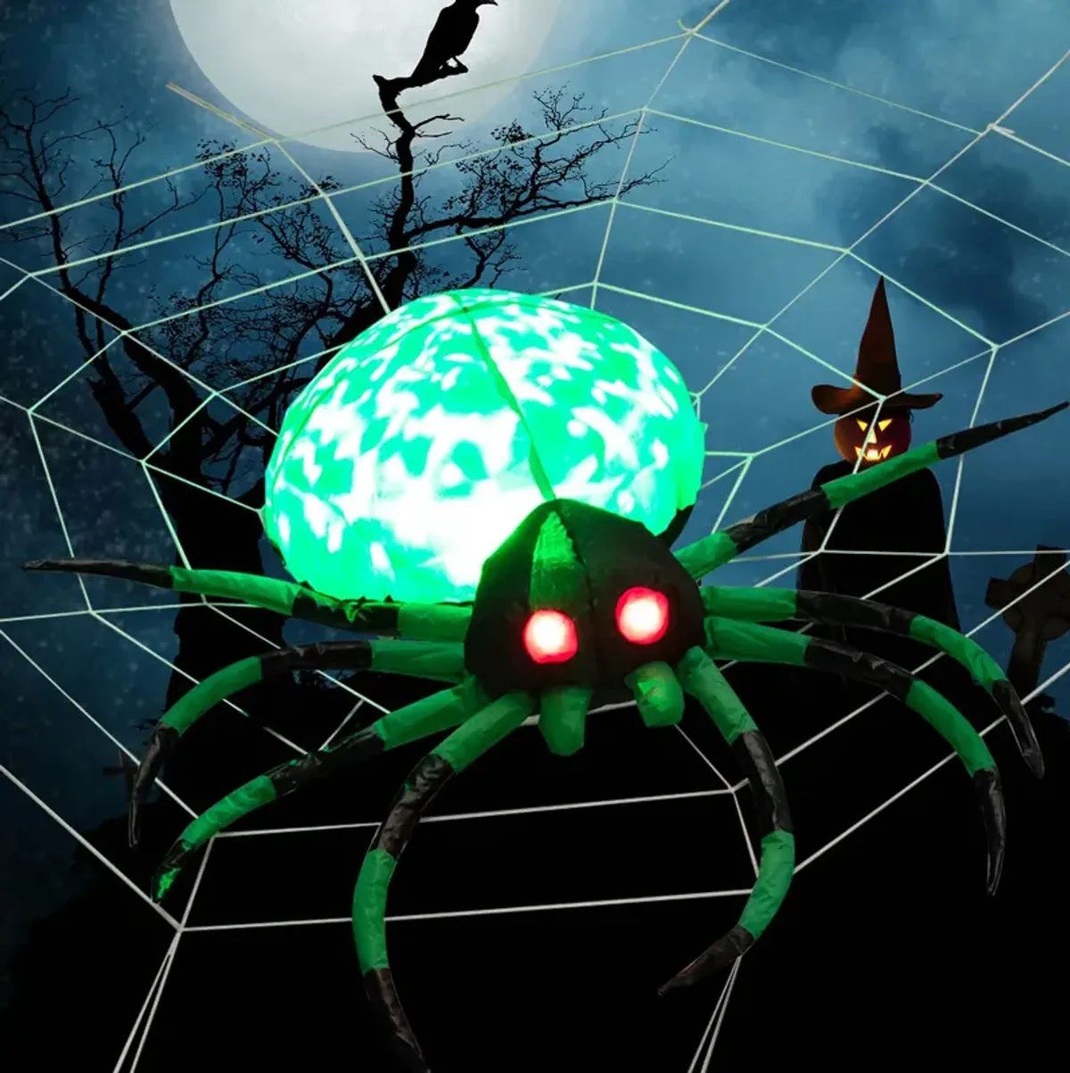 Halloween Inflatable Creepy Spider – Spooky Outdoor Decoration for Yard or Garden