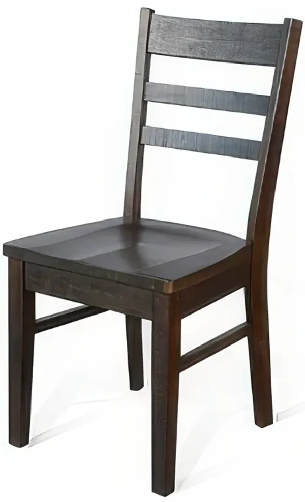 Flint Dining Chair Set of 2, Ladderback Design, Dark Brown Mahogany - Benzara