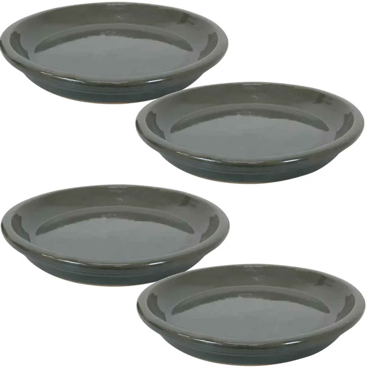 Sunnydaze Glazed Ceramic Flower Pot/Plant Saucer - Set of 4