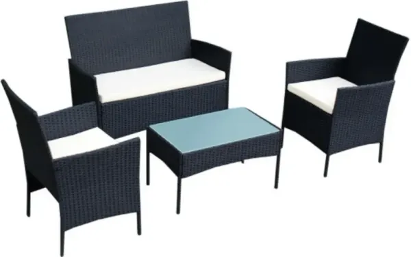 4 pcs Outdoor Rattan Wicker Cushioned Seat with a Loveset