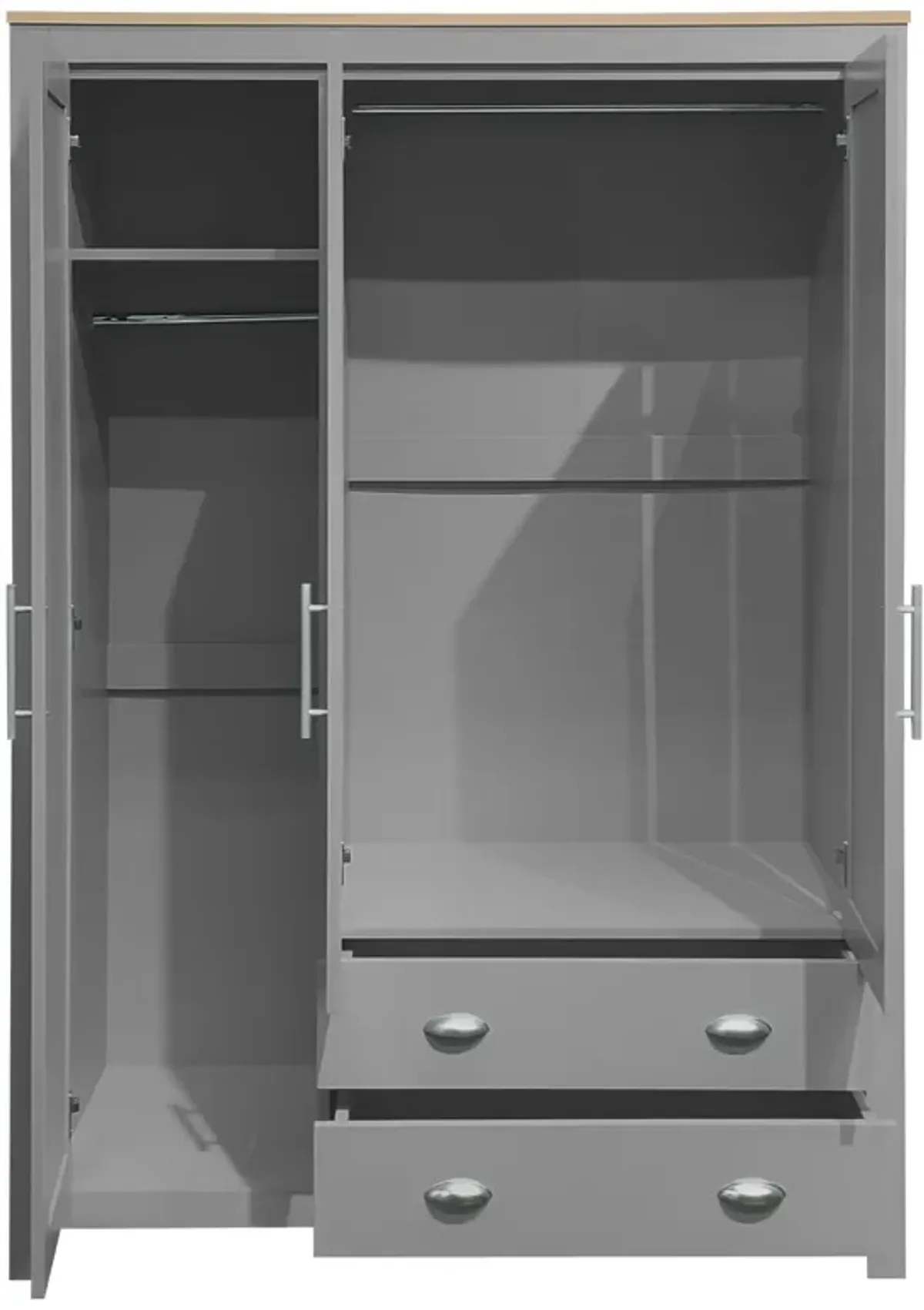 Merax Storage Wardrobe with Cabinets and 2 Hanging Rods