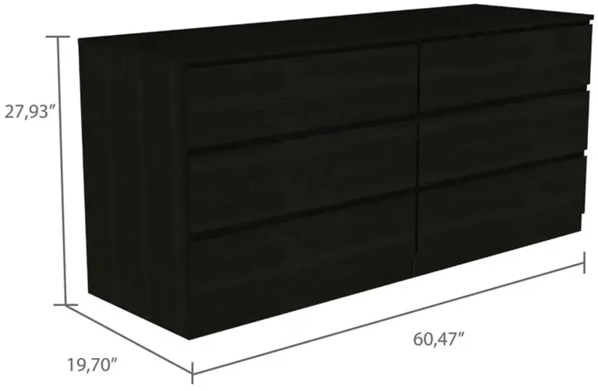 Cocora 6 Drawer Double Dresser - Black