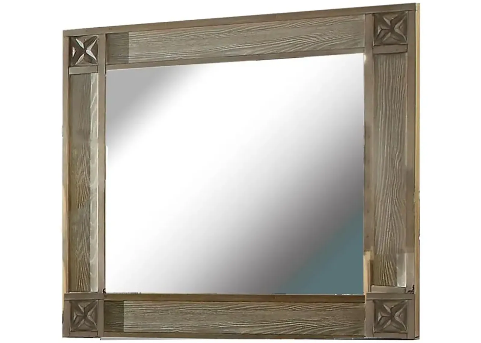 44 Inch Rectangular Mirror with Carved Corners, Brown-Benzara