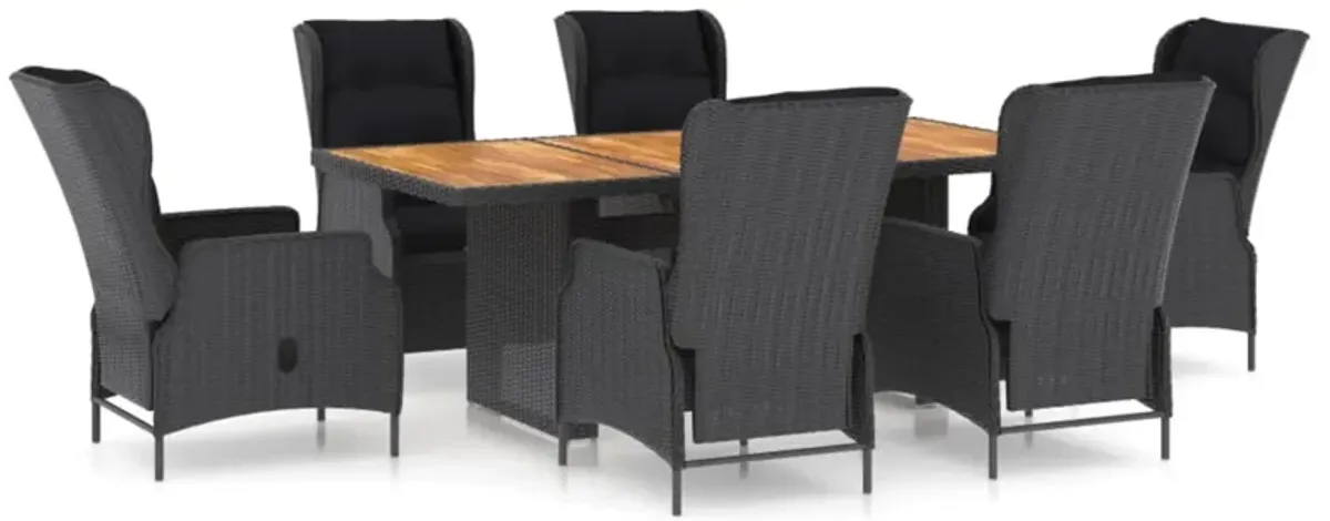 vidaXL 7 Piece Outdoor Dining Set with Cushions Poly Rattan Dark Gray