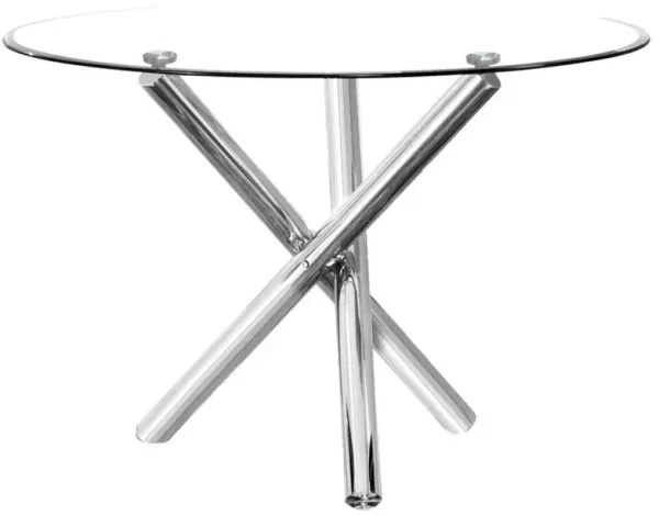 Best Master Furniture Best Master Beverly 43 Round Glass w/Stainless Steel Legs Dining Table - Silver