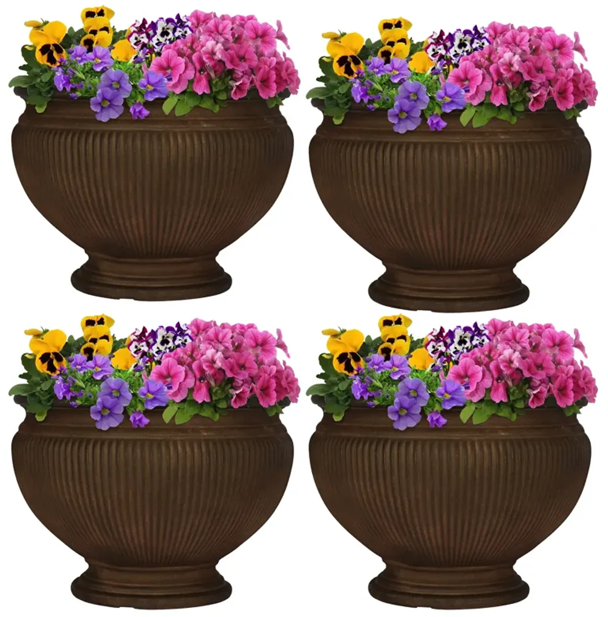 Sunnydaze Elizabeth Ribbed Urn Polyresin Planter