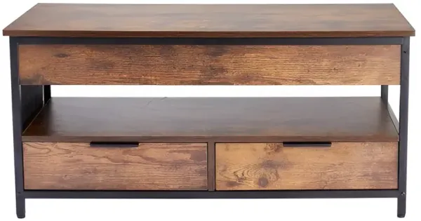 Coffee Table with Charging Station & USB & LED Light for Living Room