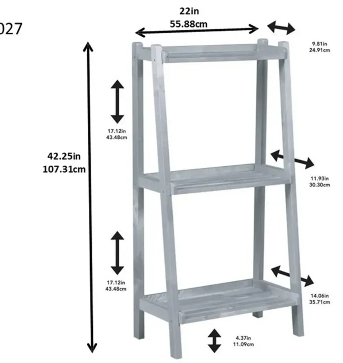 Homezia 42" Bookcase With 3 Shelves