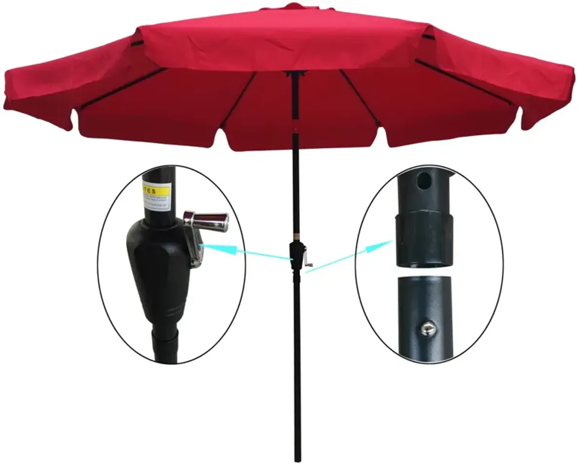 10FT Patio Umbrella Market Round With Crank And Push Button