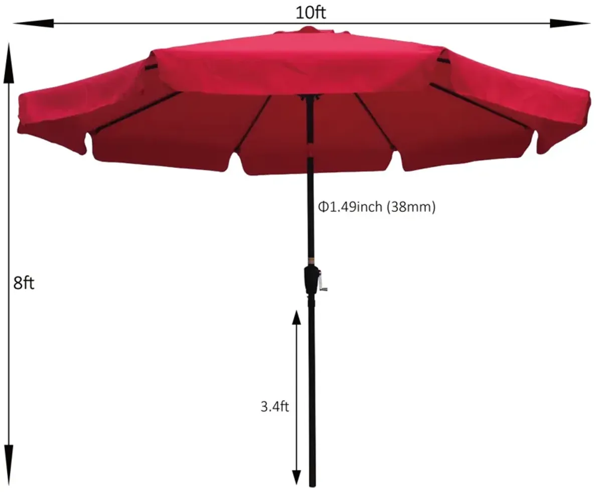 10FT Patio Umbrella Market Round With Crank And Push Button