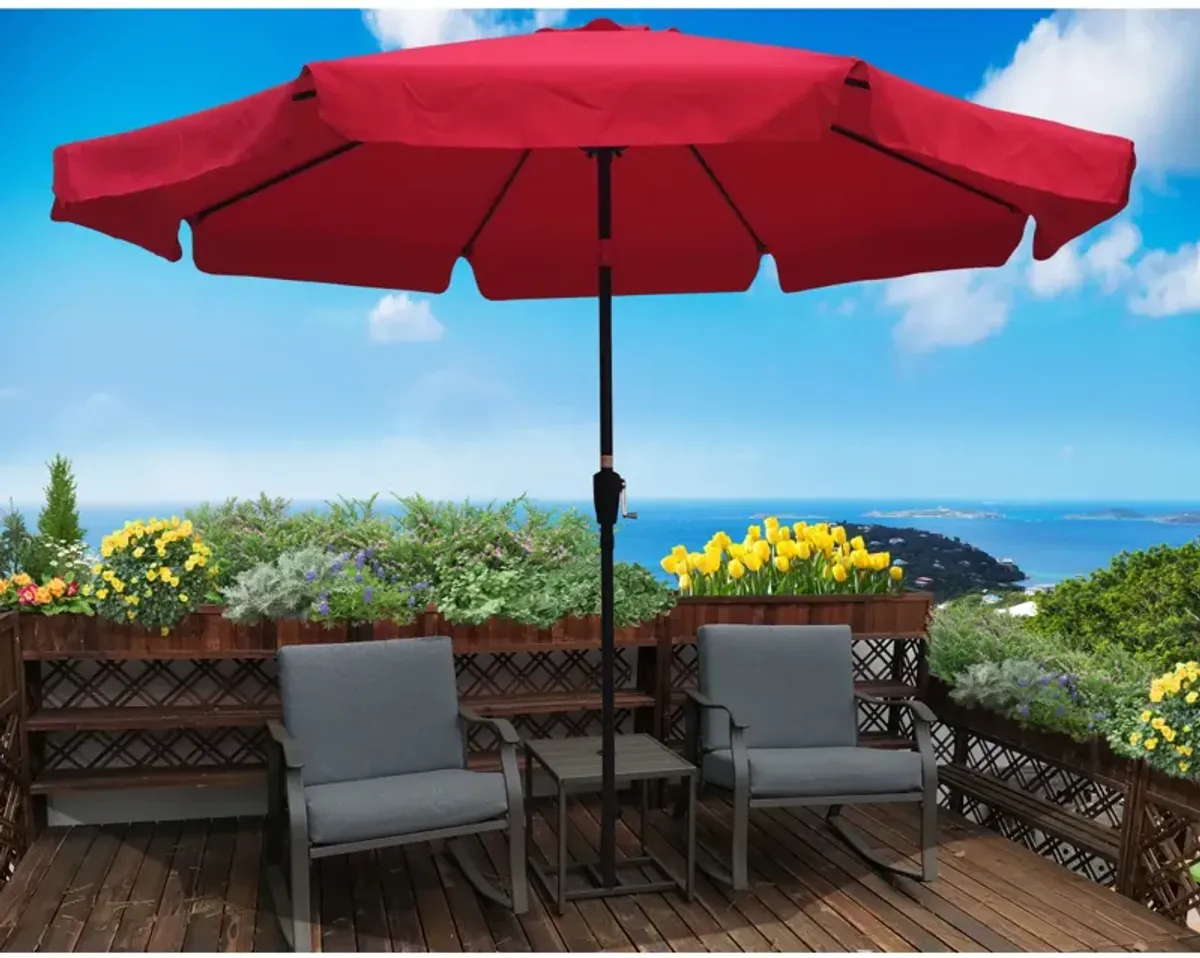 10FT Patio Umbrella Market Round With Crank And Push Button