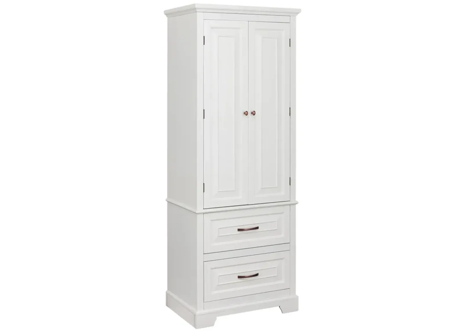 Teamson Home St James Linen Tower with 2 Doors and 2 drawers with White Finish