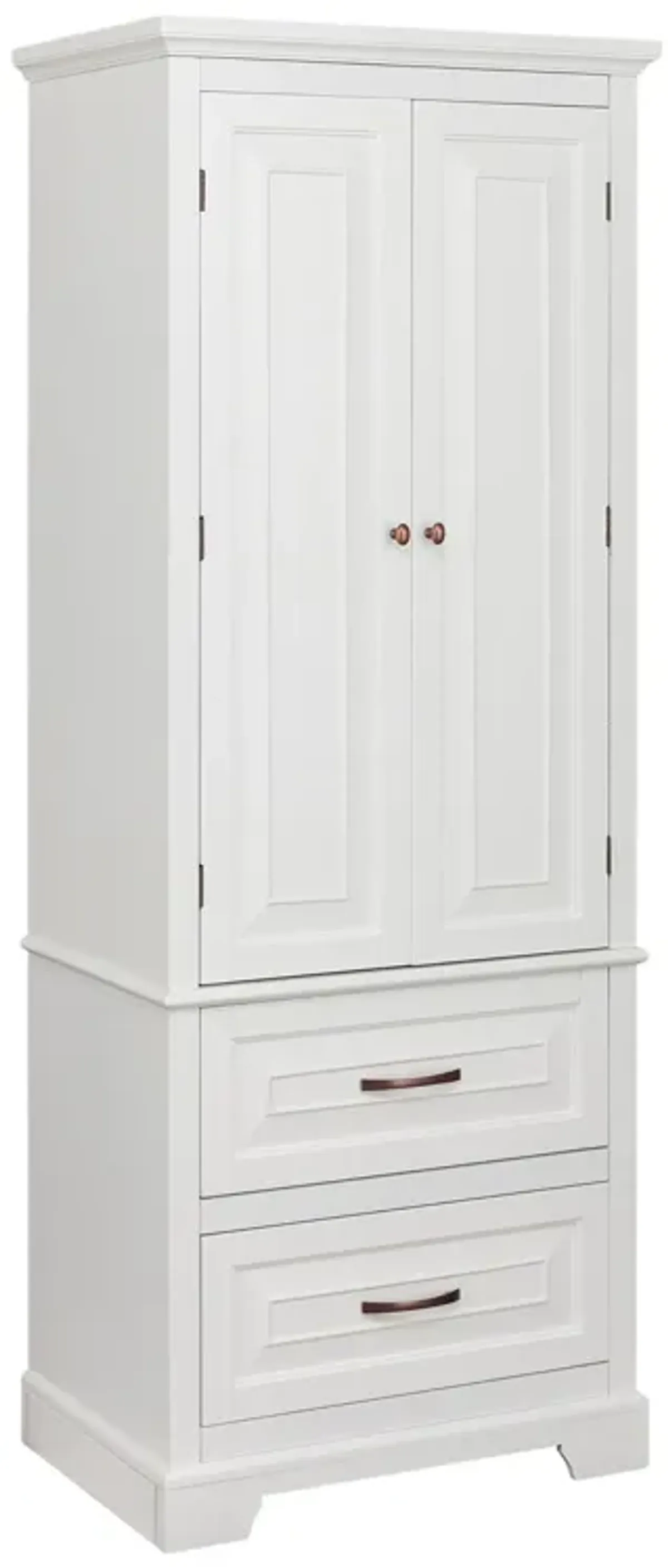 Teamson Home St James Linen Tower with 2 Doors and 2 drawers with White Finish