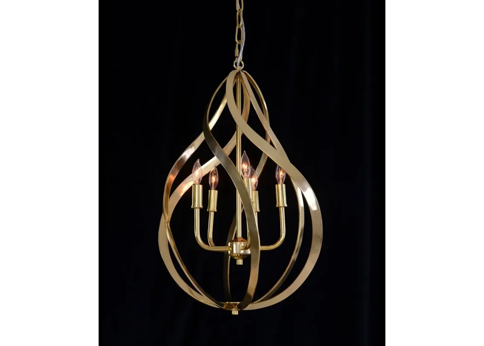 Ribbons Of Brass Swirls Five-Light Pendant