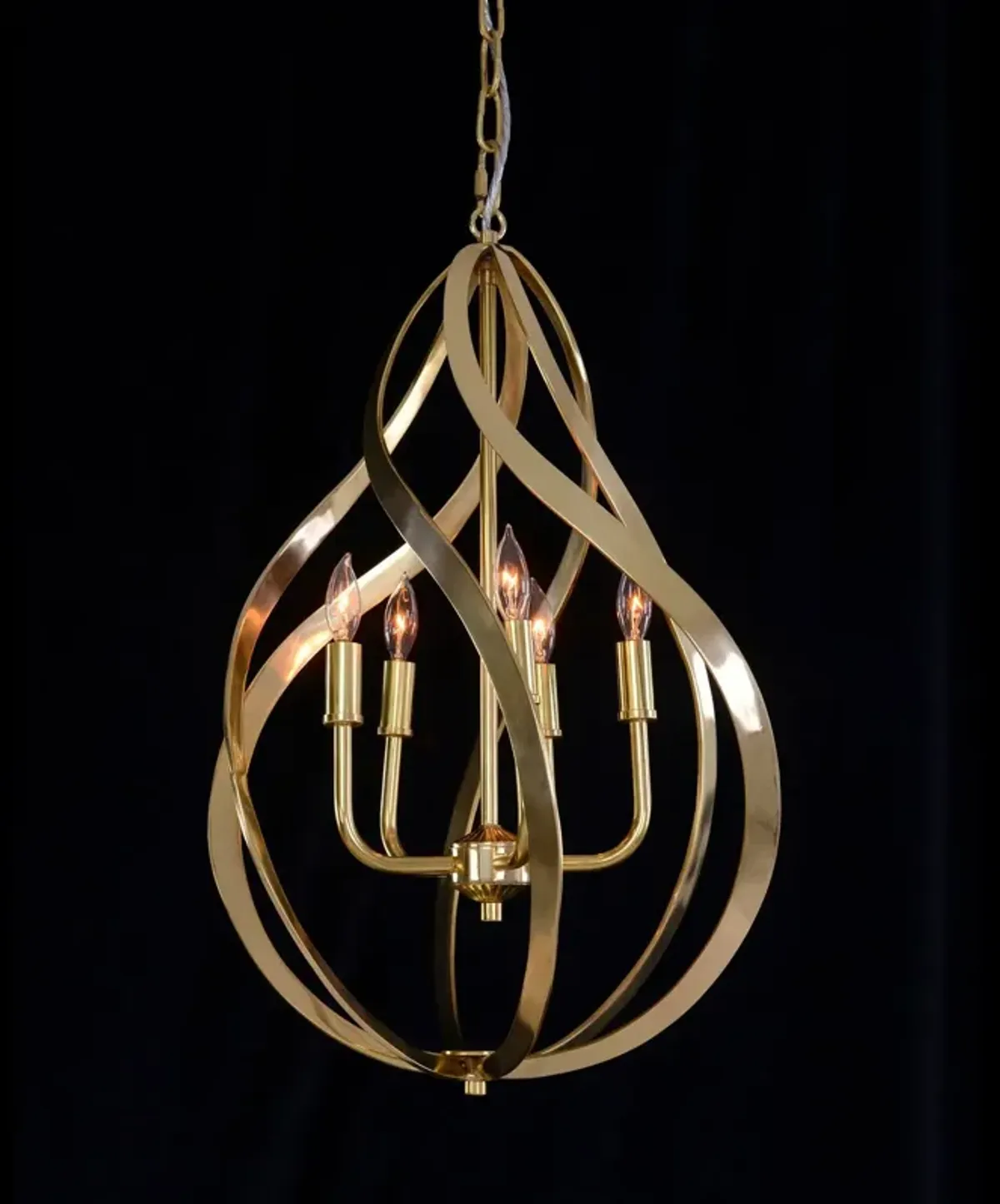 Ribbons Of Brass Swirls Five-Light Pendant