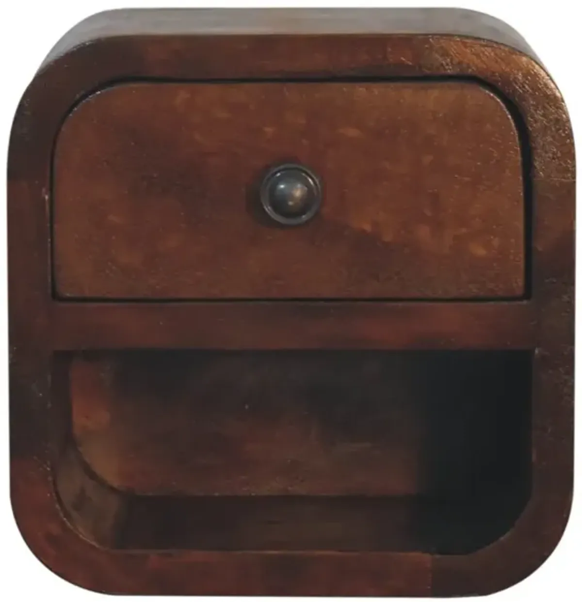 Artisan Furniture Solid Wood Extra Mini Curved Chestnut Bedside with Open Slot