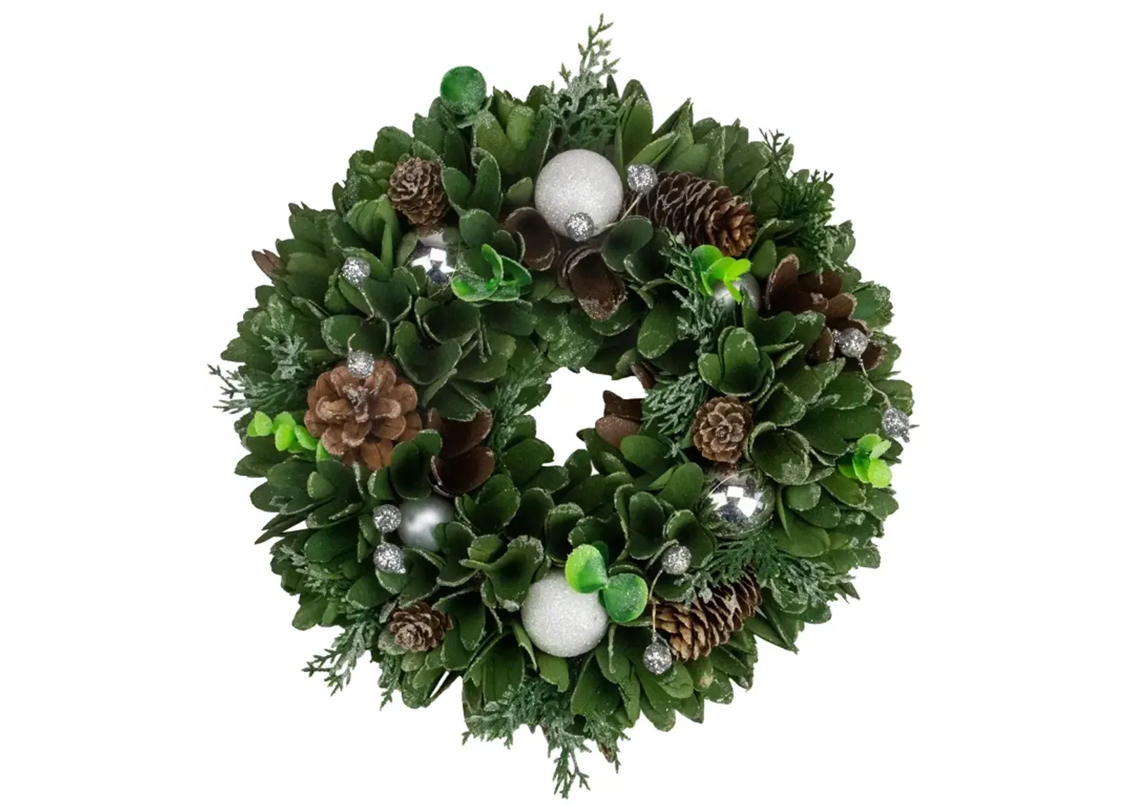 Artificial Christmas Wreath With Pine Cones and Ornaments - 14" Unlit