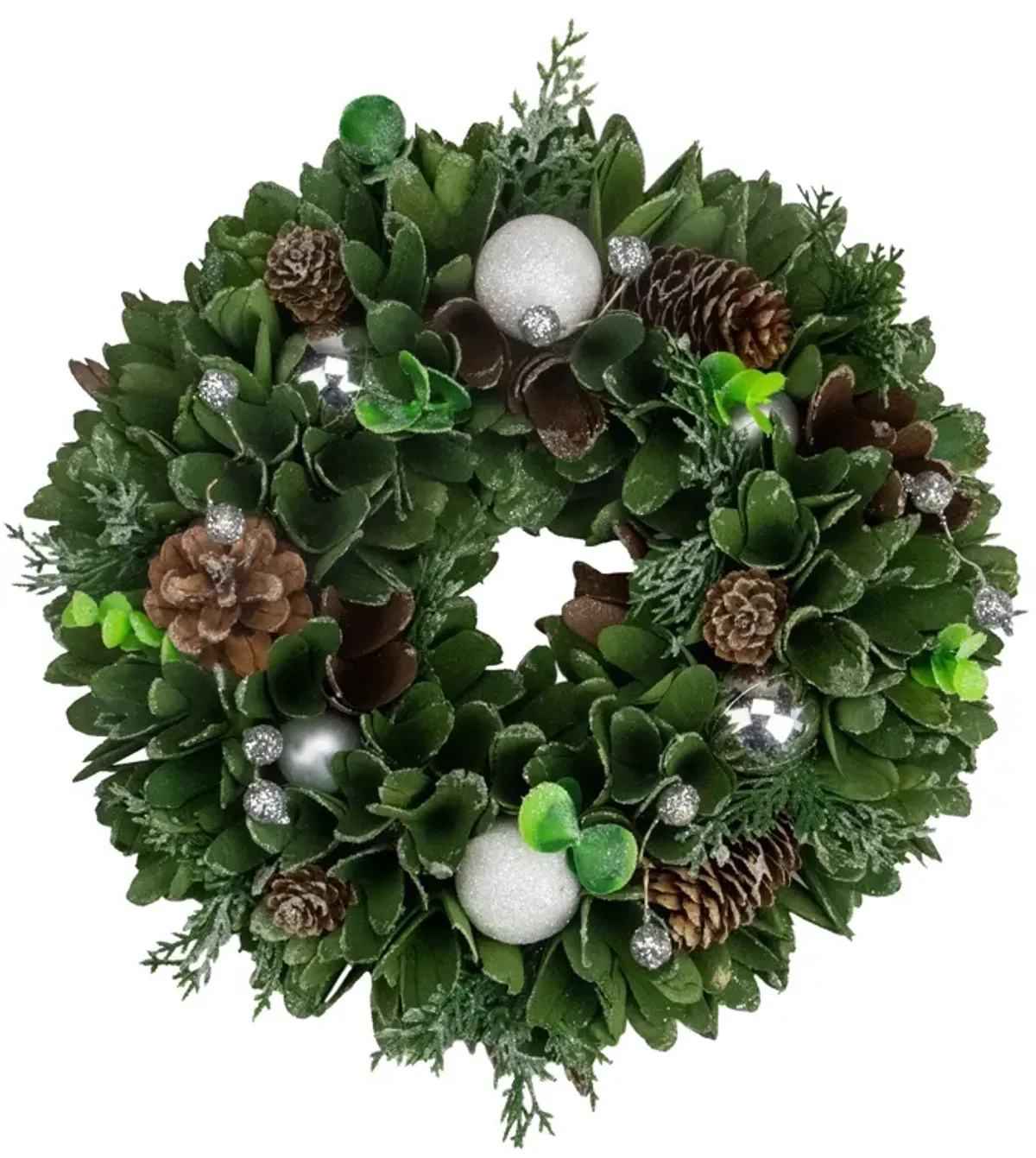 Artificial Christmas Wreath With Pine Cones and Ornaments - 14" Unlit