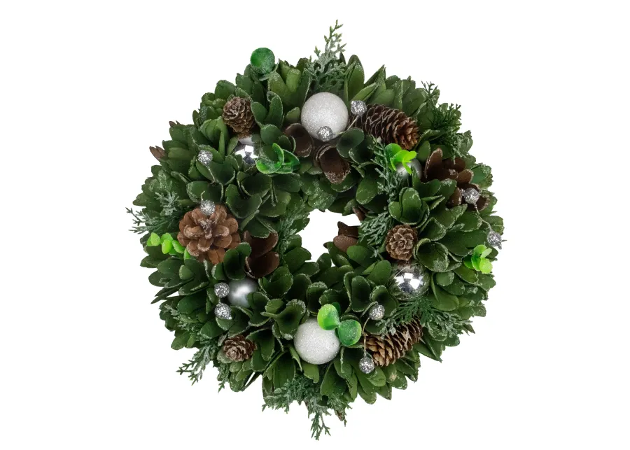 Artificial Christmas Wreath With Pine Cones and Ornaments - 14" Unlit