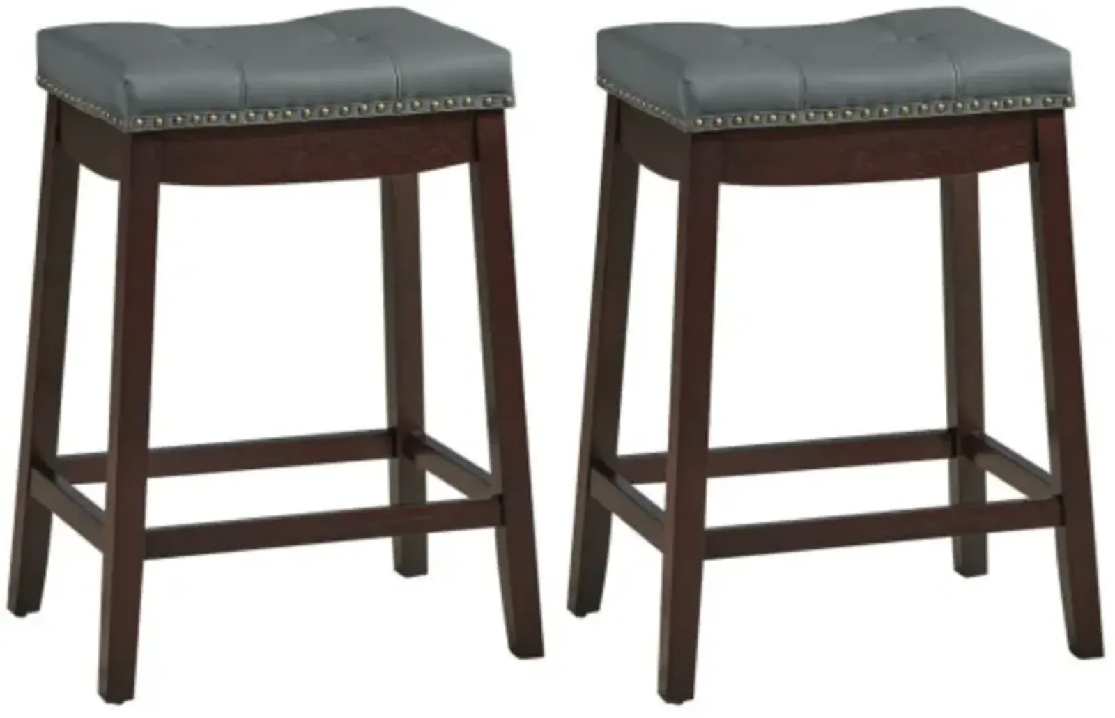 Set of 2 24-Inch Height Backless Counter Stool with Footrest