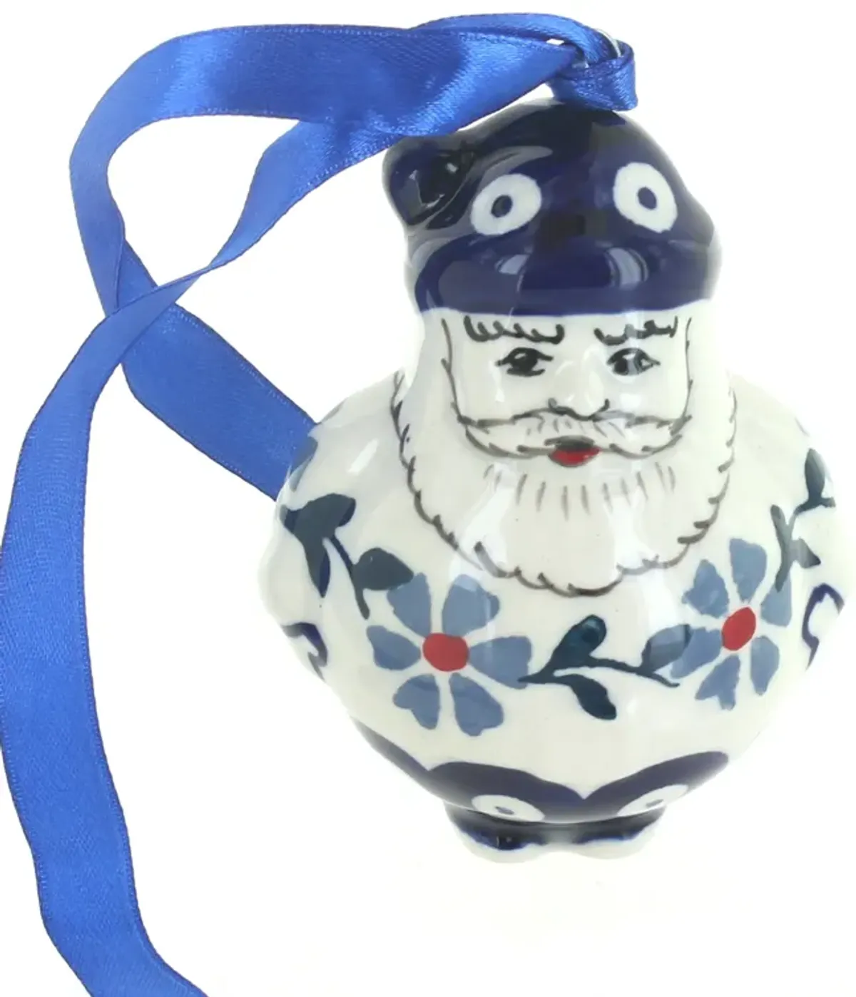 Blue Rose Polish Pottery Festive Fir Santa Ornament
