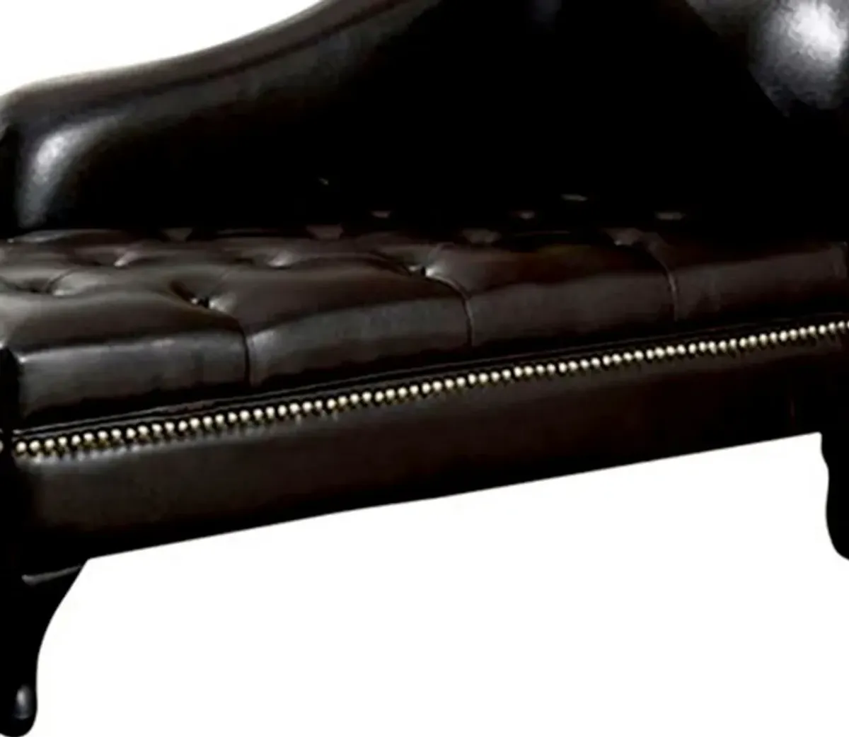 Glorious Contemporary Leatherette Storage Chaise, Black-Benzara