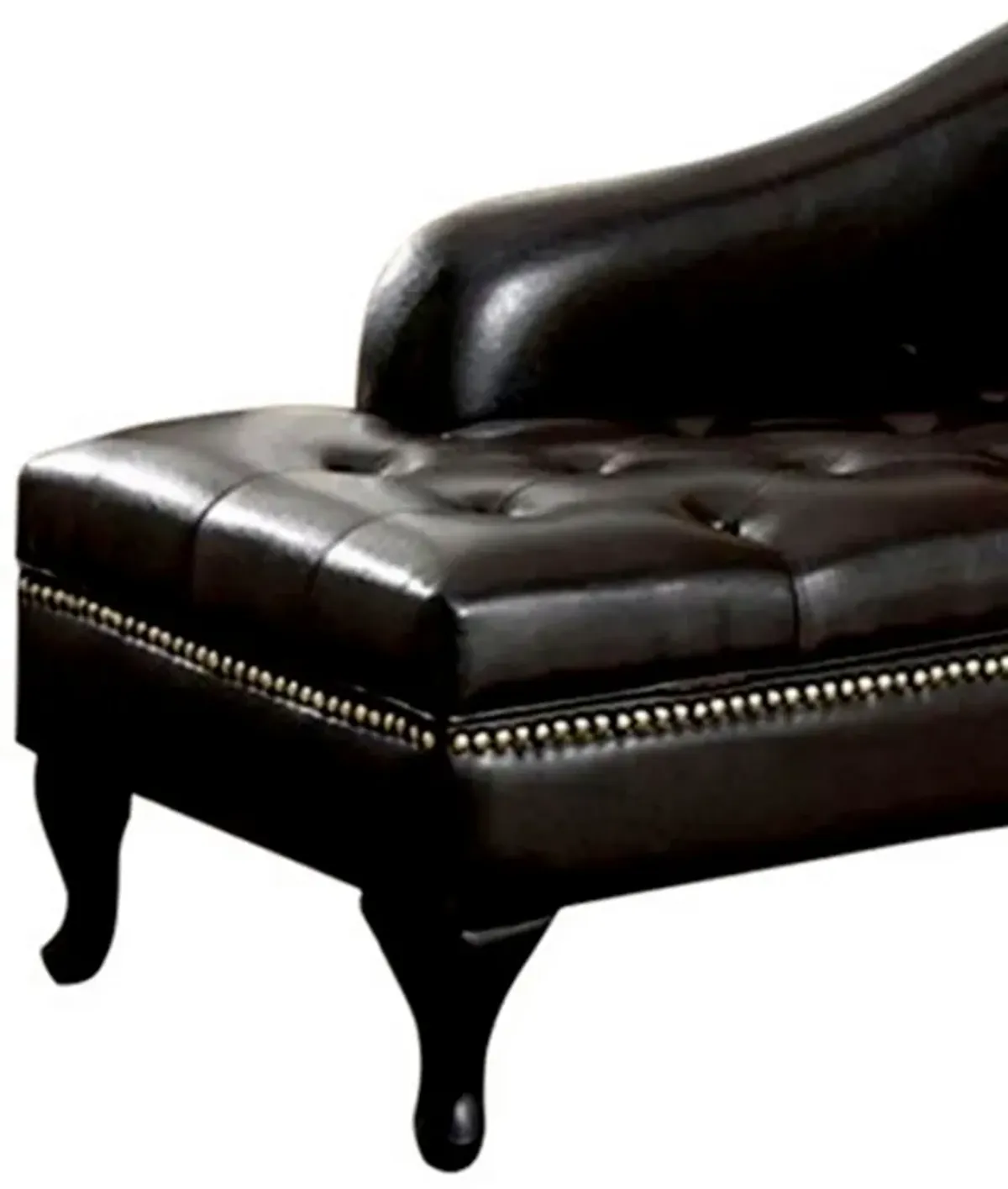 Glorious Contemporary Leatherette Storage Chaise, Black-Benzara