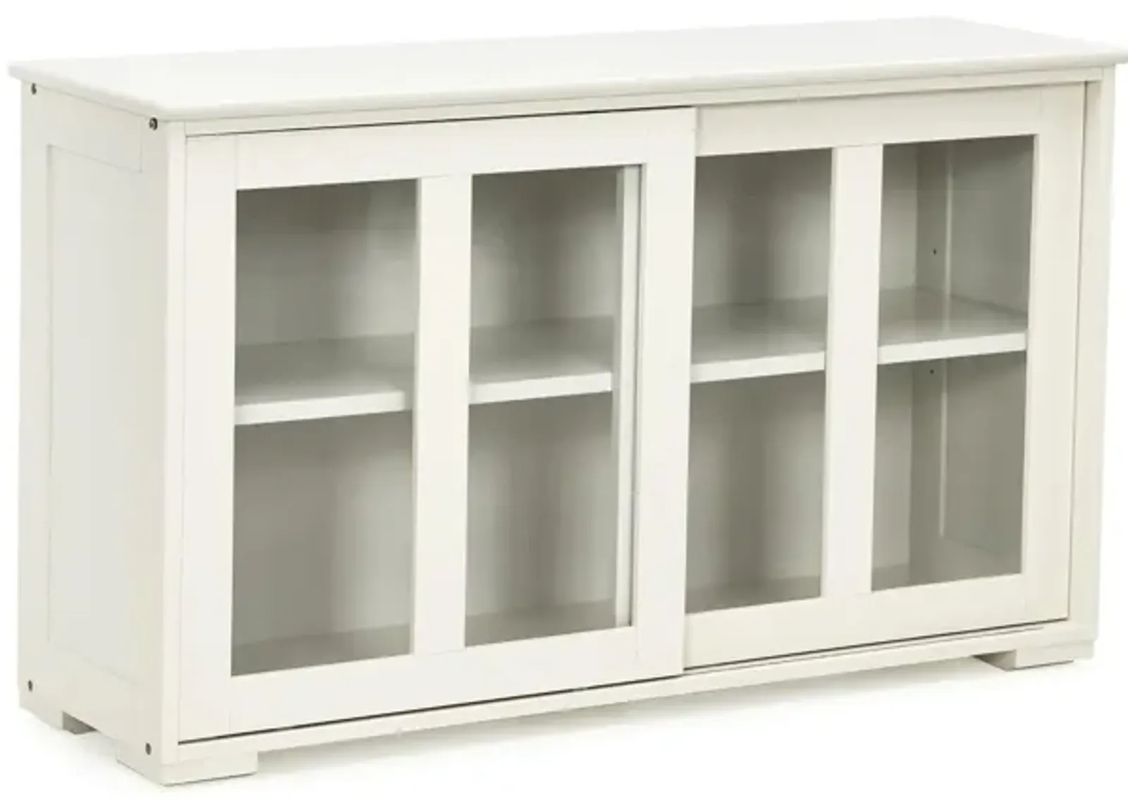 Kitchen Storage Cabinet with Glass Sliding Door