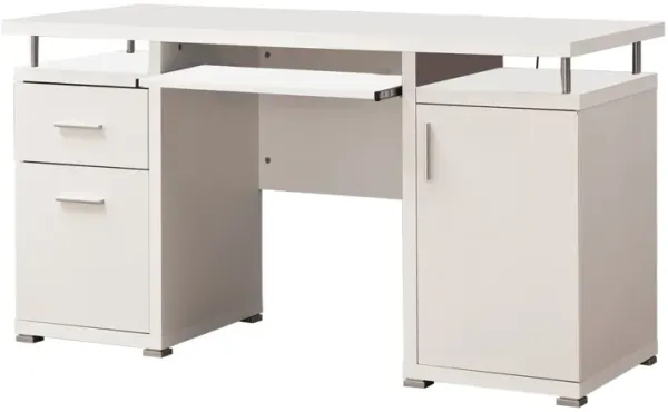 Elegant white Computer desk with efficient Storage-Benzara