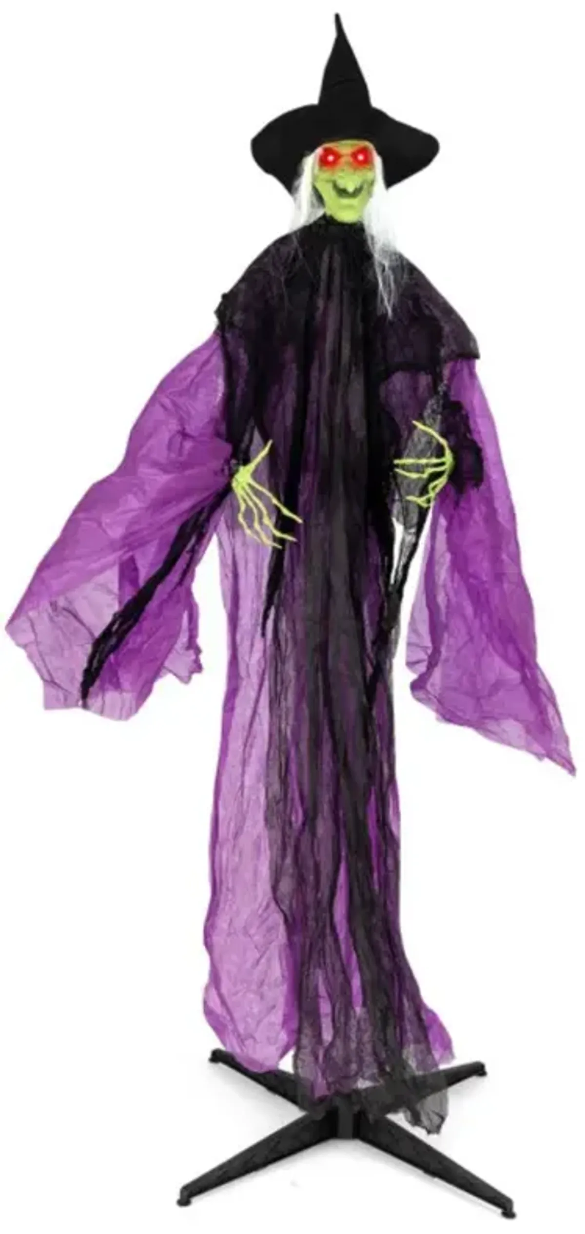 Hivvago 7.2 ft Halloween Standing Witch with Lighted Eyes and Automatic Arm Movement