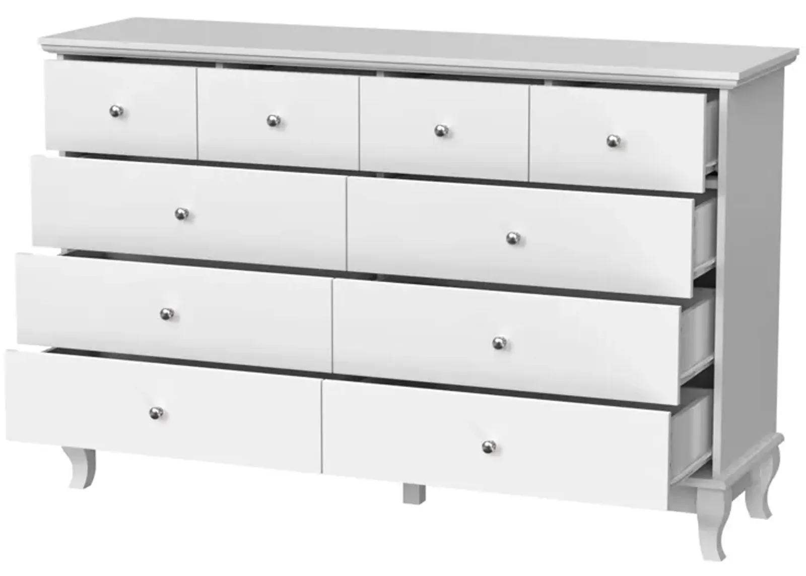 10-Drawers White Wood Chest of Drawer Accent Storage Cabinet Organizer 55.1 in. W x 15.7 in. D x 35.4 in. H