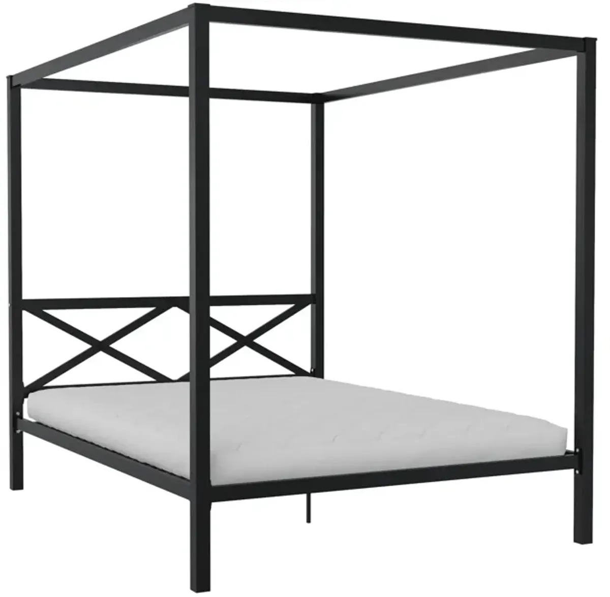 Atwater Living Zasha Queen Metal Canopy Bed, Black