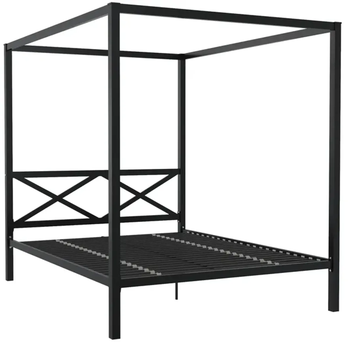 Atwater Living Zasha Queen Metal Canopy Bed, Black