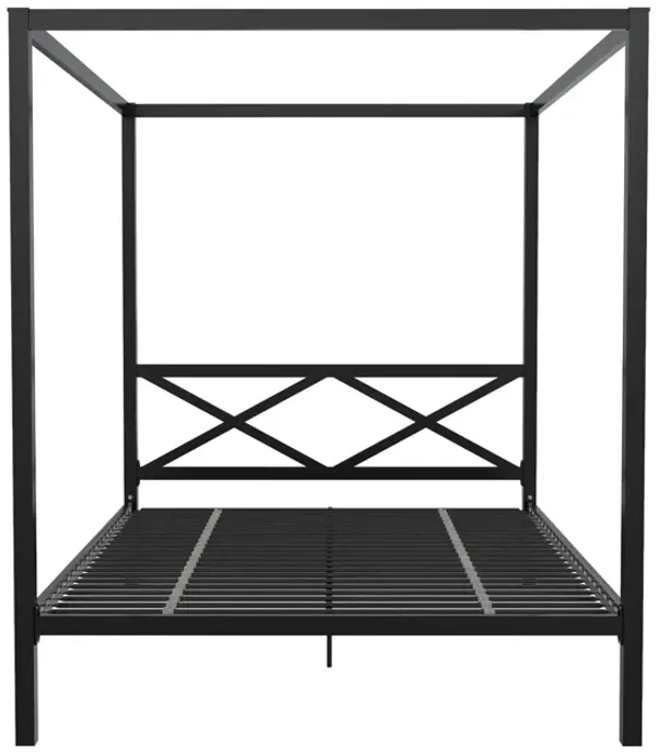 Atwater Living Zasha Queen Metal Canopy Bed, Black