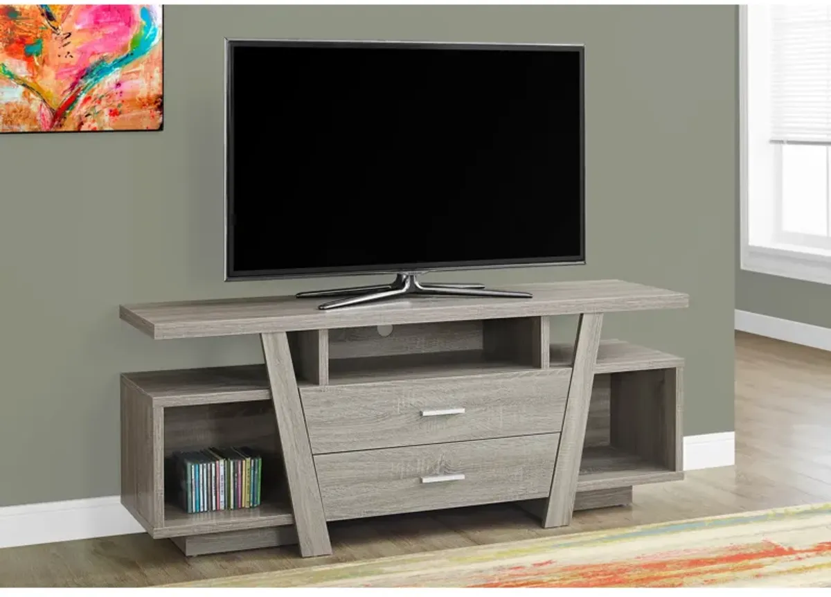 Monarch Specialties I 2721 Tv Stand, 60 Inch, Console, Media Entertainment Center, Storage Drawers, Living Room, Bedroom, Laminate, Brown, Contemporary, Modern