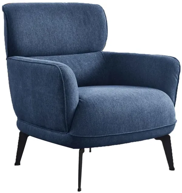 Dup 34 Inch Accent Chair, Cushioned Seat, Rounded Track Arms, Muted Blue