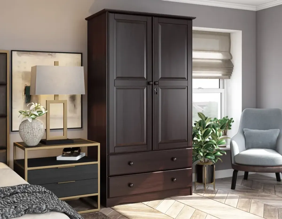 100% Solid Wood Smart 2-Door Wardrobe